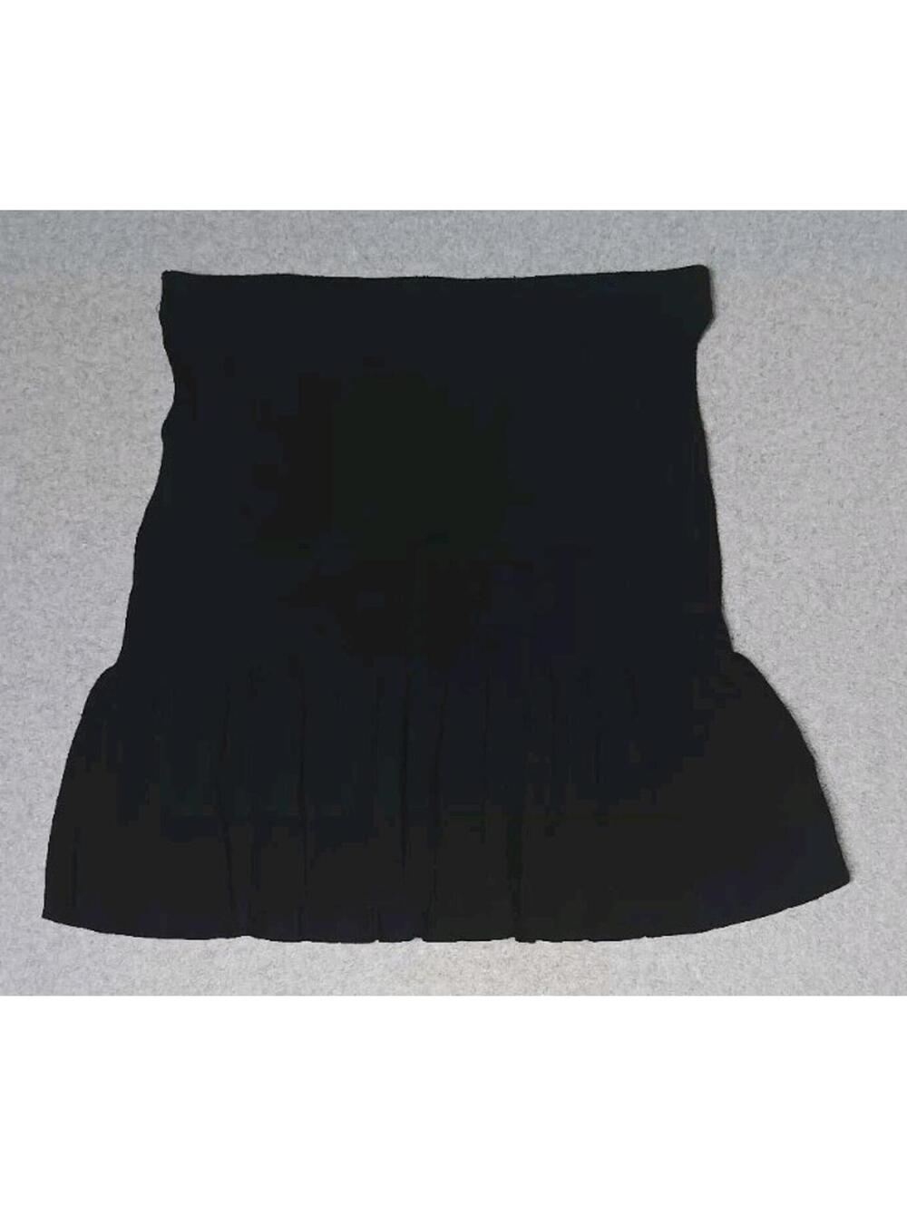 Catherine Malandrino Knit Smocked Mini Skirt Womens Size Large Black Ribbed...